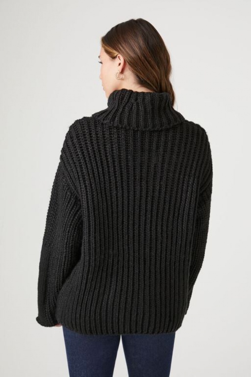 Suéteres Forever 21 Drop Sleeve Turtleneck Mujer Negras | u4LCNHEVDah