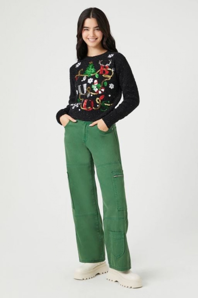 Suéteres Forever 21 Fabulous Estampadas Christmas Mujer Negras Multicolor | 37NPcp86VZW