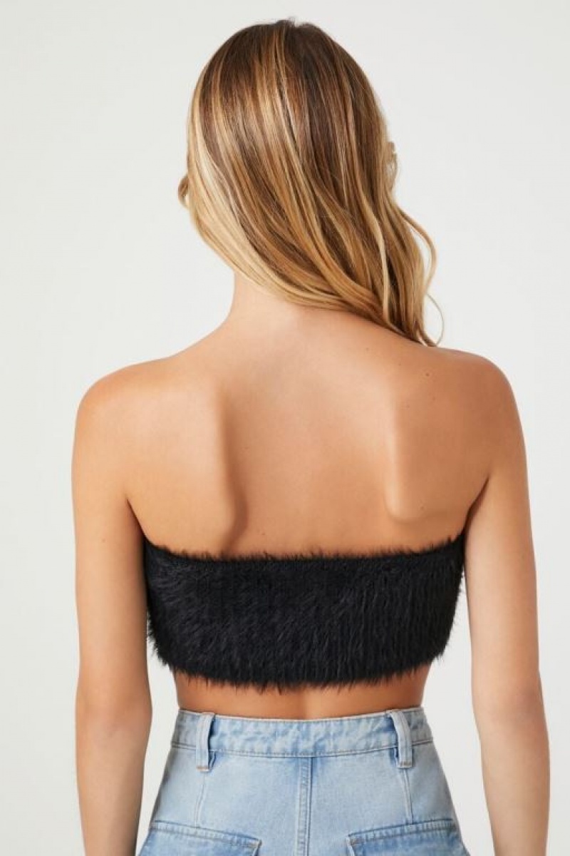 Suéteres Forever 21 Faux Fur Cropped Tube Mujer Negras | EKHbQECkbq0