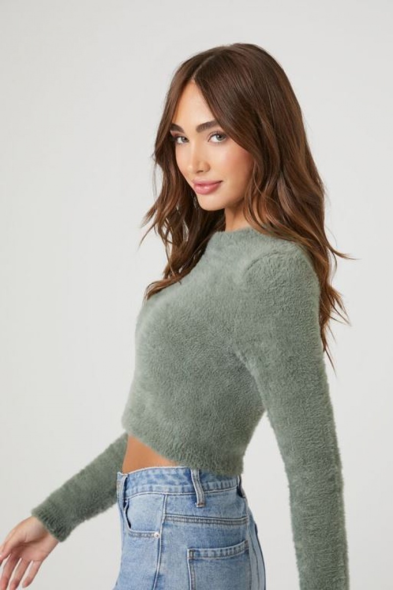 Suéteres Forever 21 Fitted Fuzzy Knit Mujer Verde | i2l6Af8G8iT