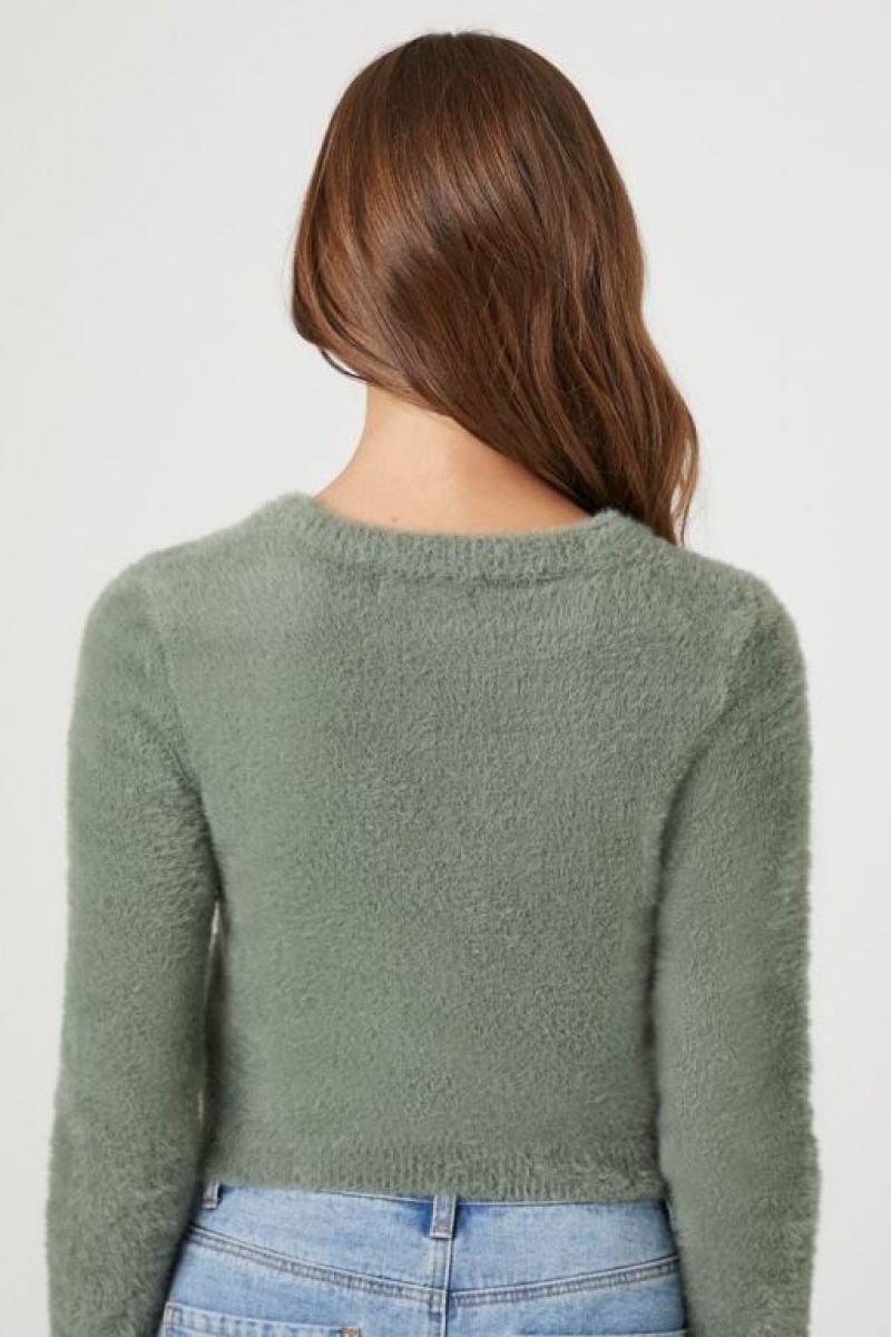 Suéteres Forever 21 Fitted Fuzzy Knit Mujer Verde | i2l6Af8G8iT