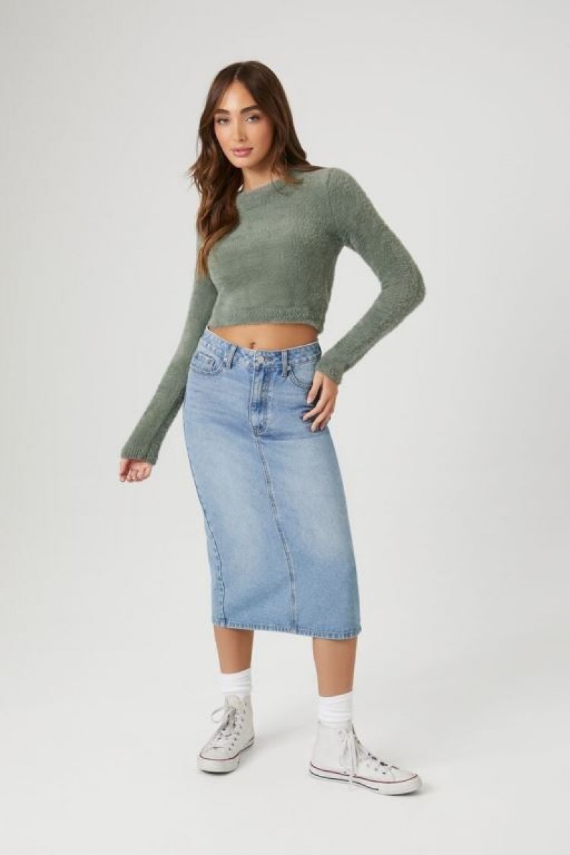 Suéteres Forever 21 Fitted Fuzzy Knit Mujer Verde | i2l6Af8G8iT