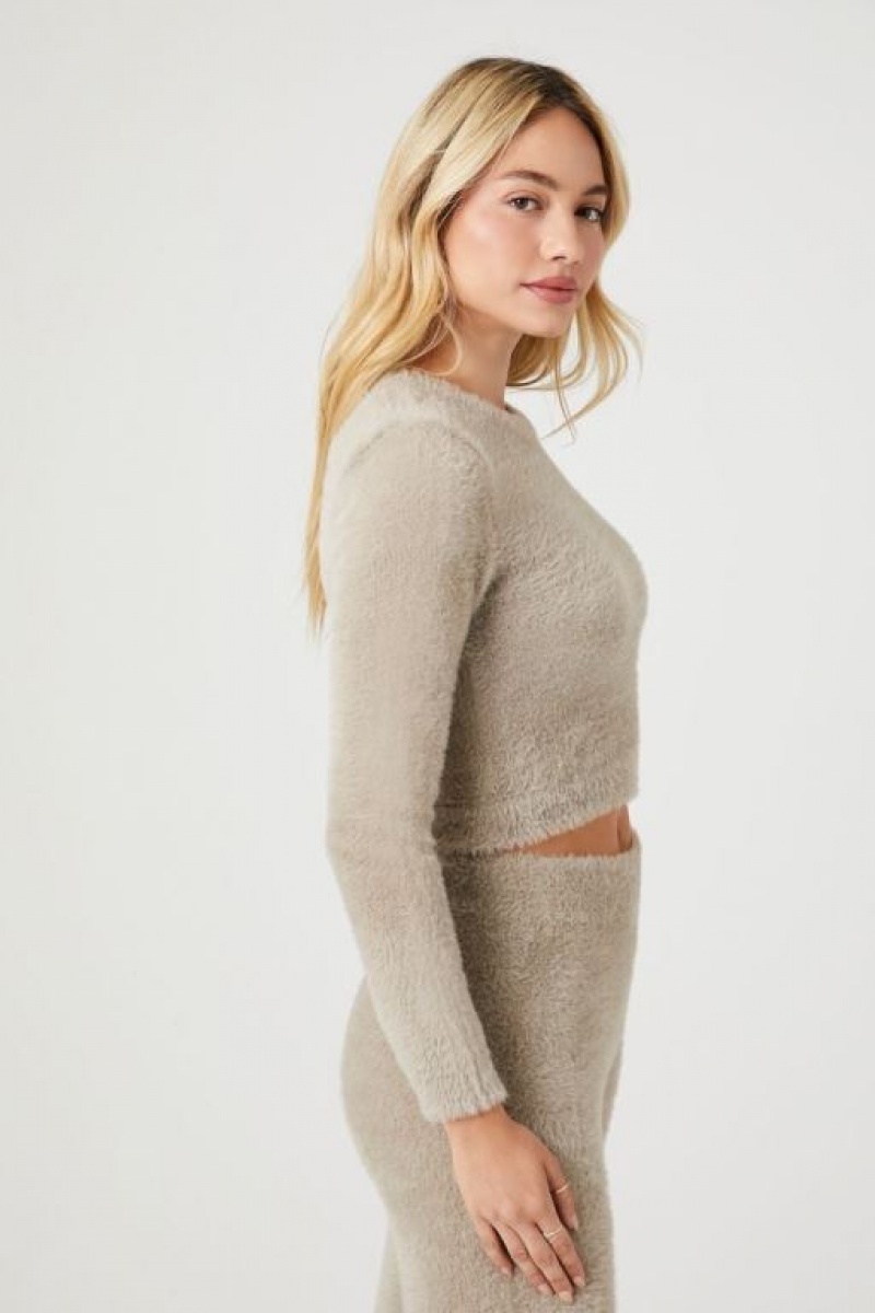 Suéteres Forever 21 Fitted Fuzzy Knit Mujer Goat | 03orlRiAzfc