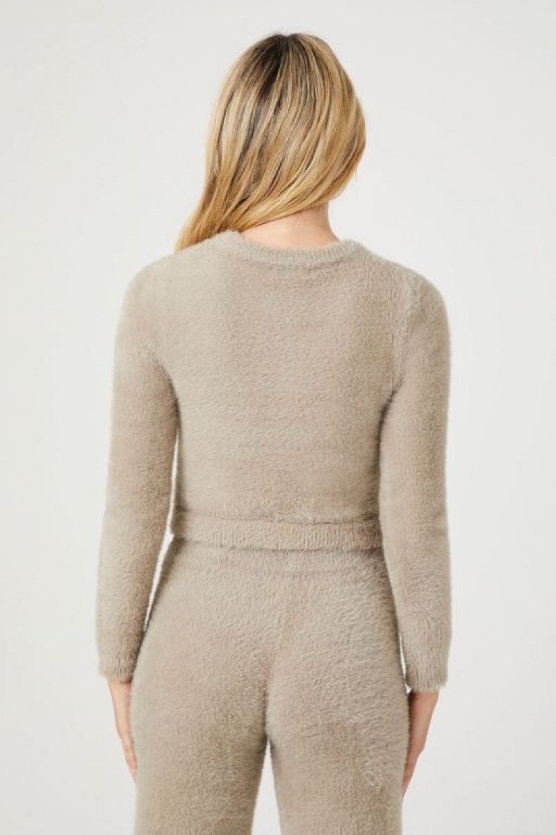 Suéteres Forever 21 Fitted Fuzzy Knit Mujer Goat | 03orlRiAzfc