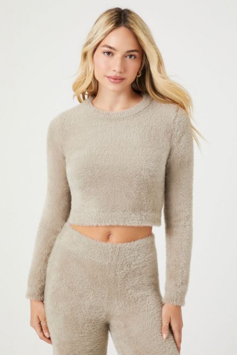 Suéteres Forever 21 Fitted Fuzzy Knit Mujer Goat | 03orlRiAzfc