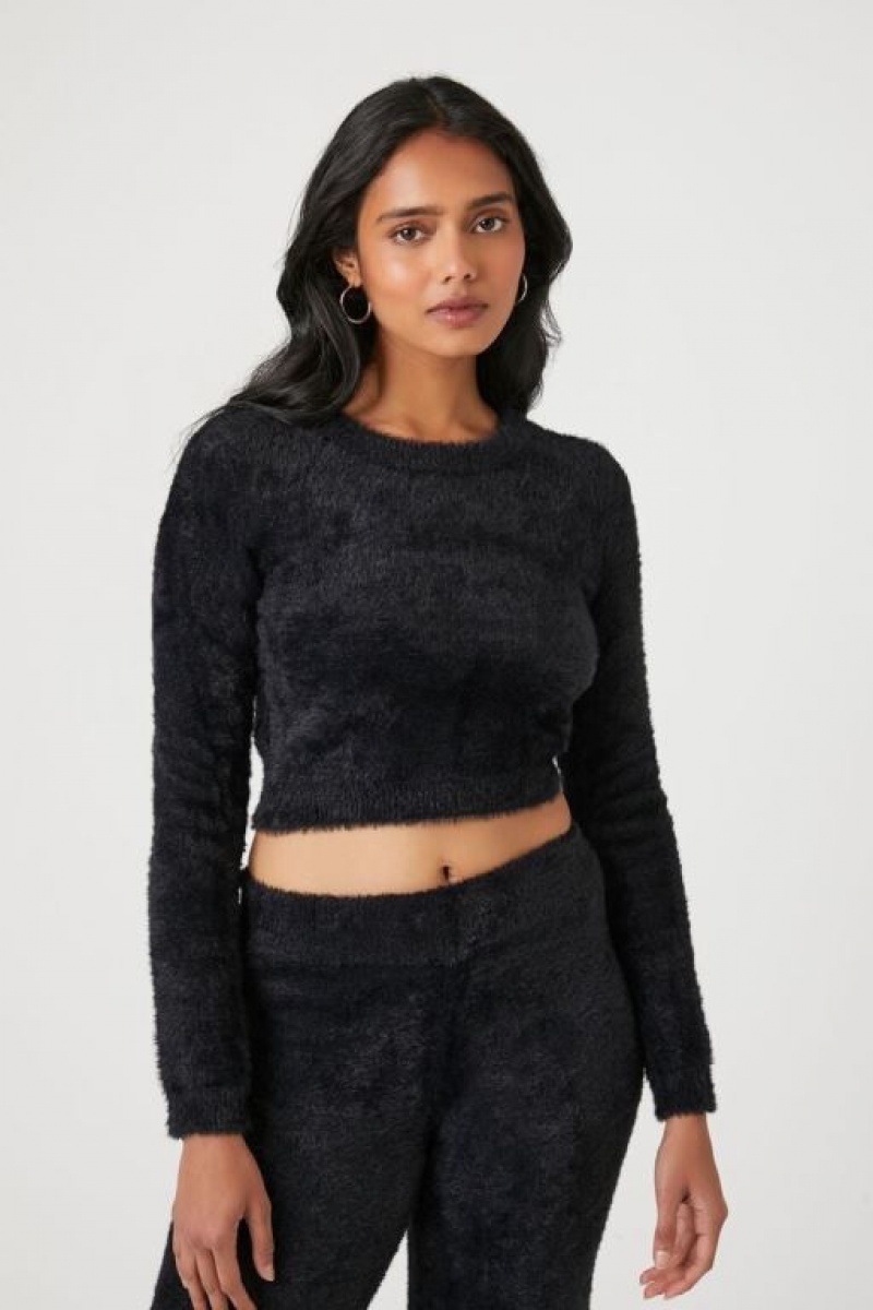 Suéteres Forever 21 Fitted Fuzzy Knit Mujer Negras | nocYHSy44te