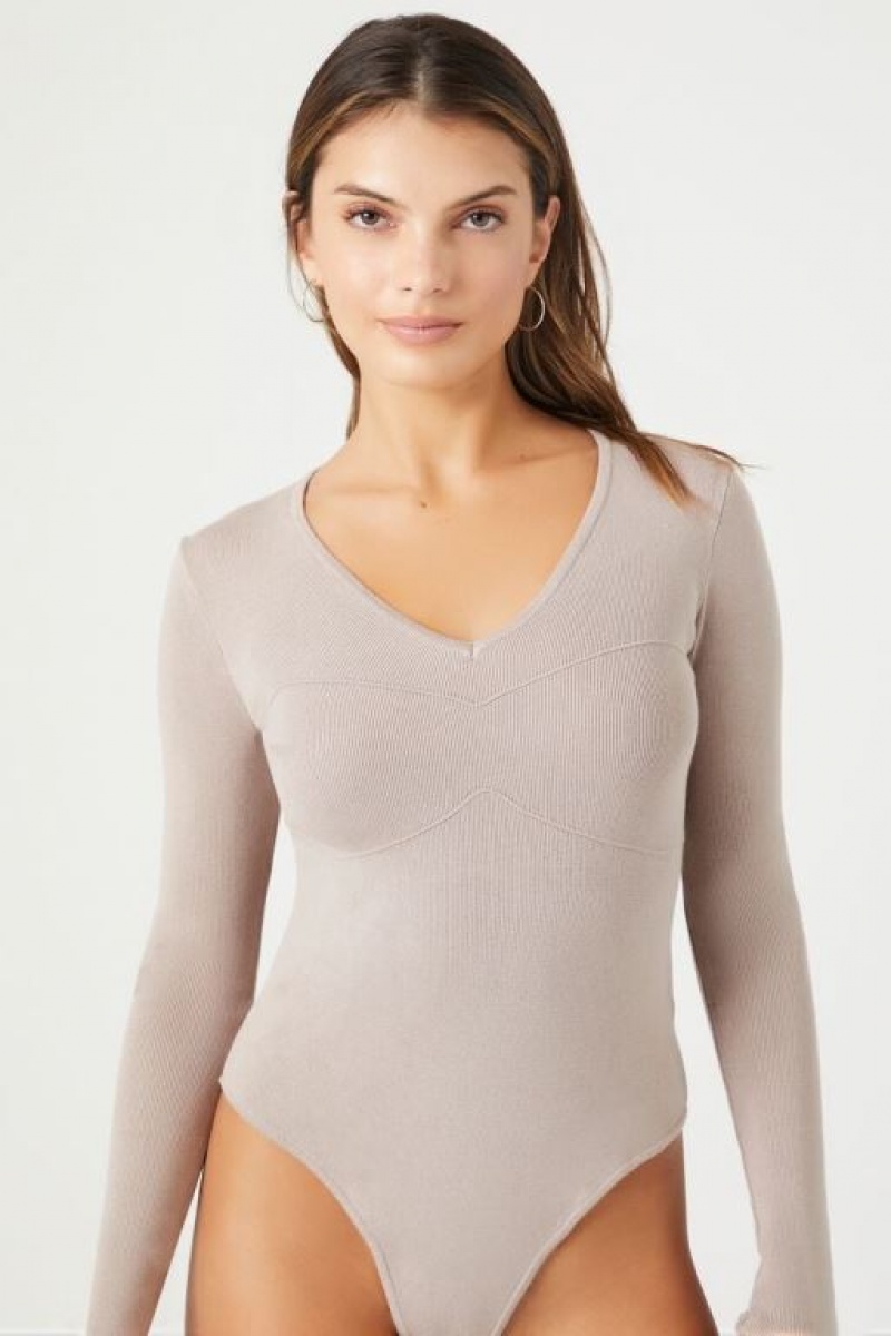 Suéteres Forever 21 Fitted Knit Bodysuit Mujer Goat | PSYkCpygRkl