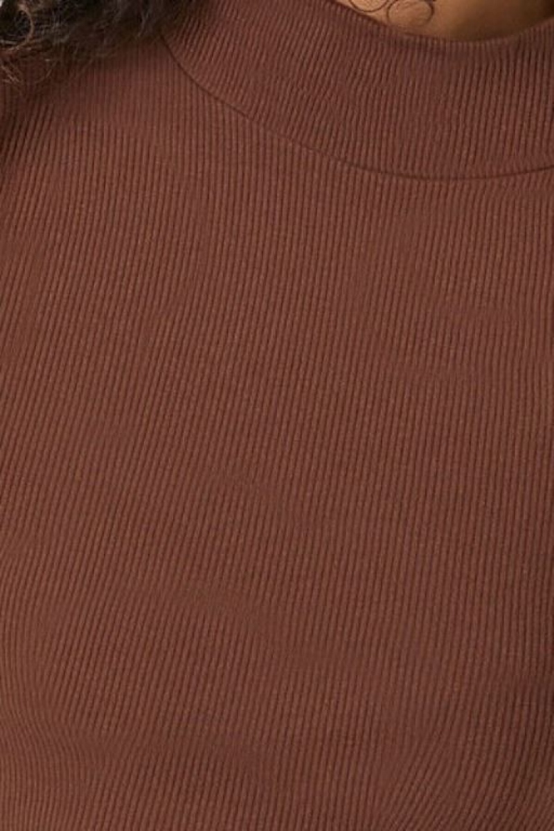 Suéteres Forever 21 Fitted Mock Neck Mujer Chocolate | iDrXbrDae3r