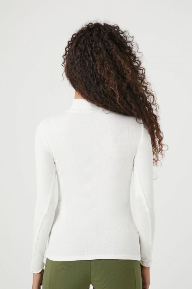 Suéteres Forever 21 Fitted Mock Neck Mujer Blancas | n24NlAveLtC