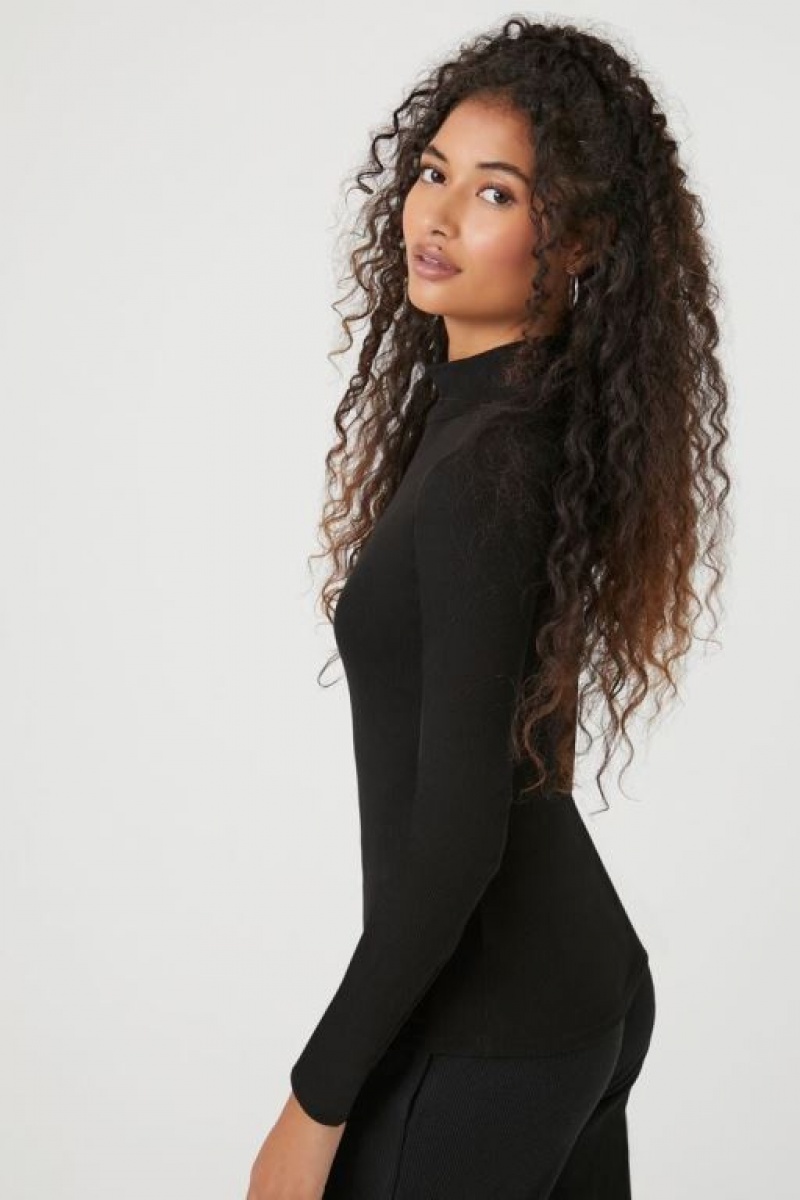 Suéteres Forever 21 Fitted Mock Neck Mujer Negras | ibIGaBsp1yI