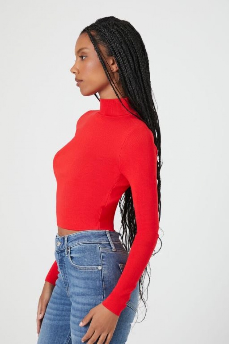 Suéteres Forever 21 Fitted Mock Neck Mujer Rojas | DwL4tWxqQq0