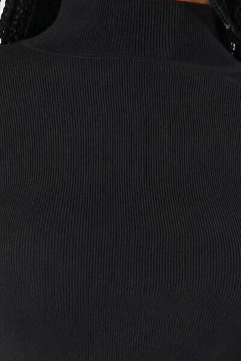 Suéteres Forever 21 Fitted Mock Neck Mujer Negras | P4DykWWfquV