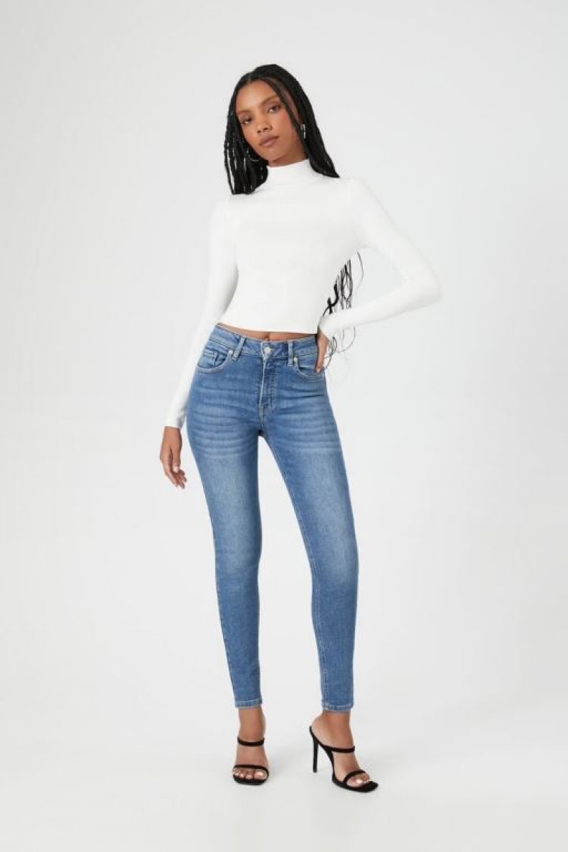 Suéteres Forever 21 Fitted Mock Neck Mujer Blancas | G7FEkjaffed