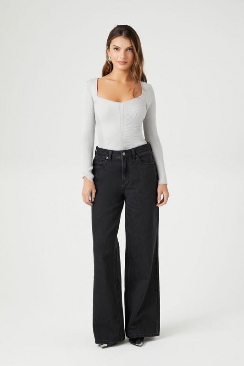 Suéteres Forever 21 Fitted Rib Knit Mujer Gris | xW3FvmoL1bX