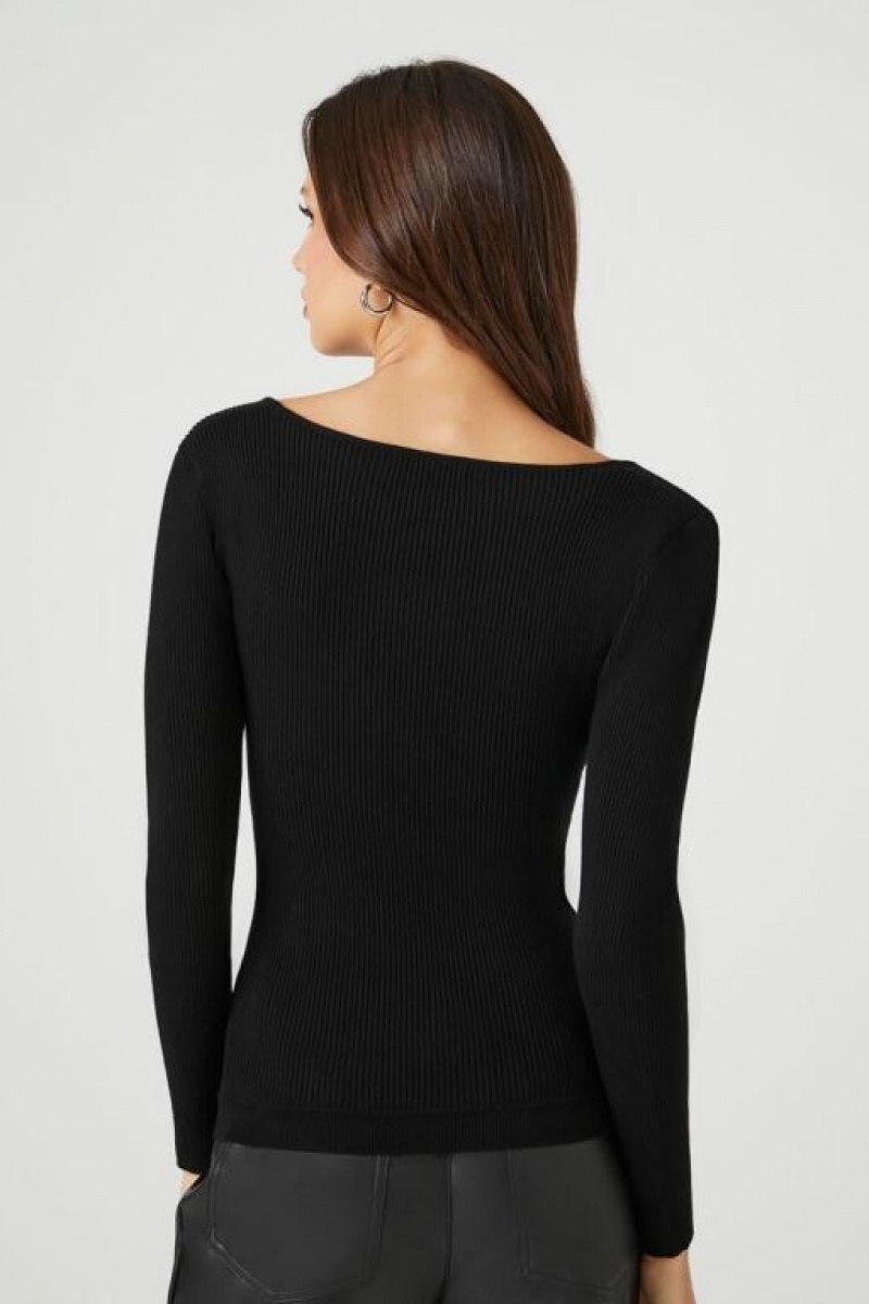 Suéteres Forever 21 Fitted Rib Knit Mujer Negras | qHPZ89gNOd8