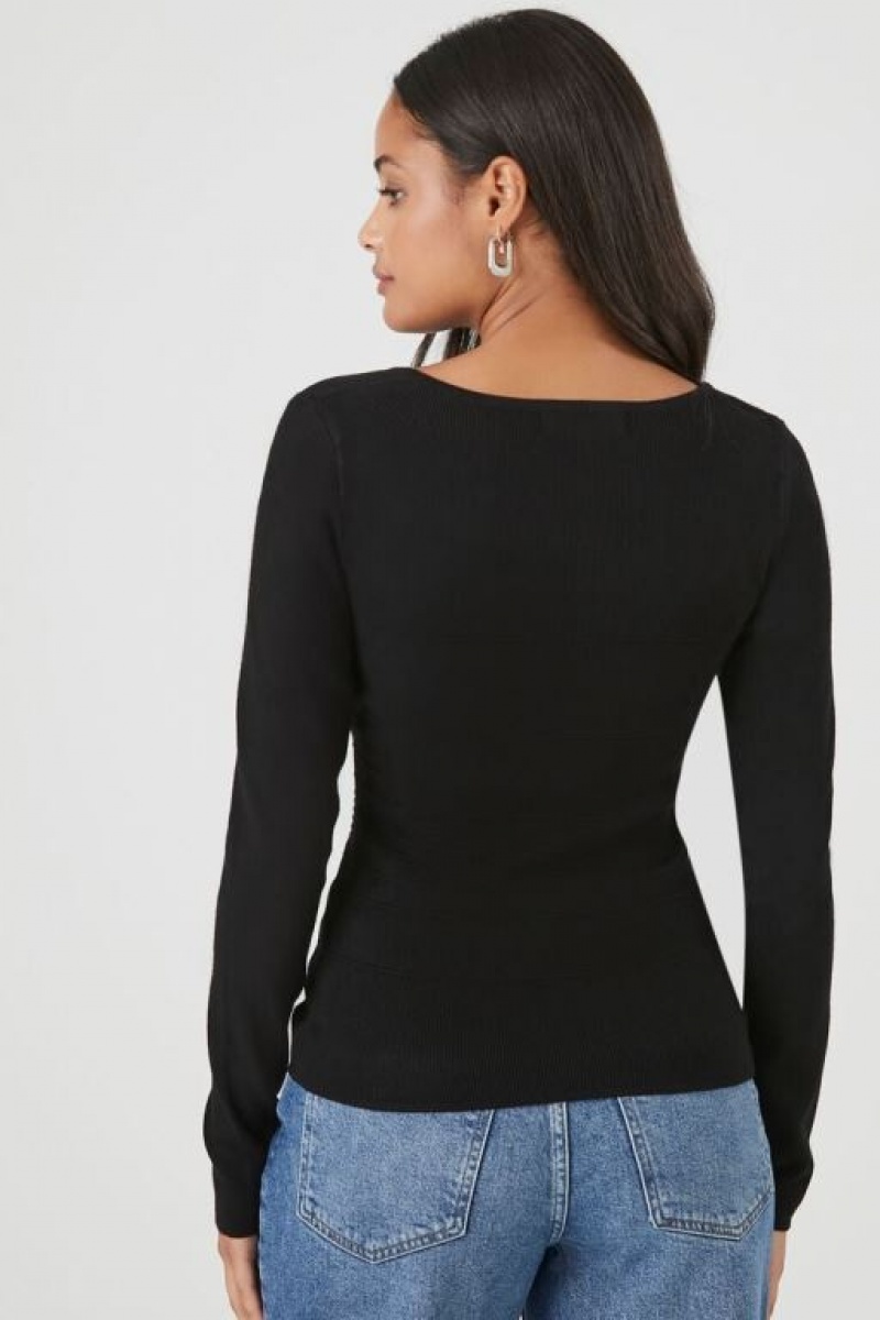 Suéteres Forever 21 Fitted Scoop Neck Mujer Negras | 7wdnFja5DzQ