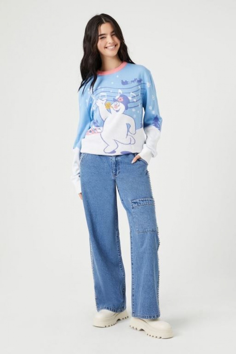 Suéteres Forever 21 Frosty The Snowman Christmas Mujer Azules Multicolor | 8QUO7IOUMWv