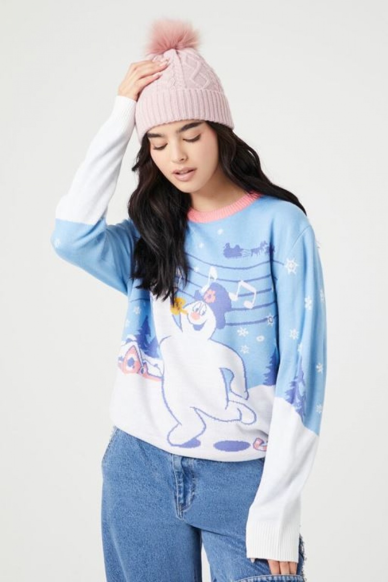 Suéteres Forever 21 Frosty The Snowman Christmas Mujer Azules Multicolor | 8QUO7IOUMWv