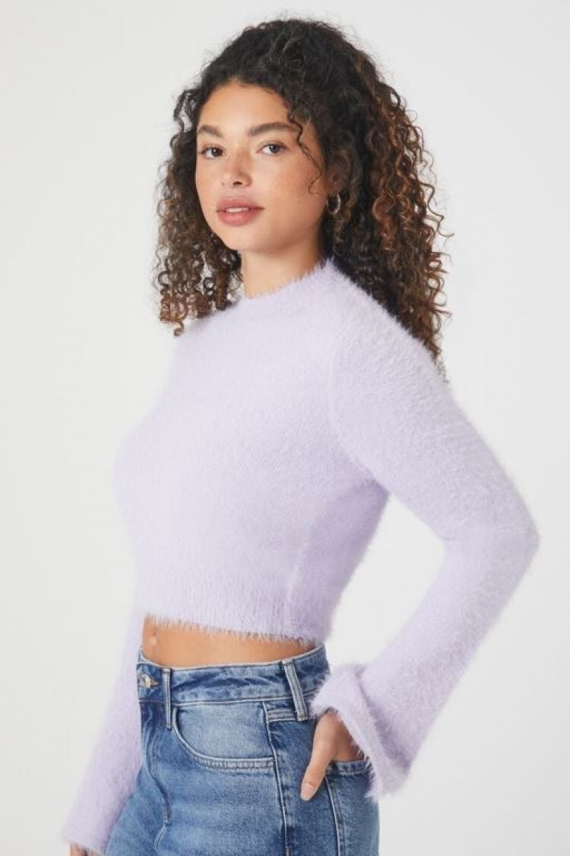 Suéteres Forever 21 Fuzzy Knit Cropped Mujer Moradas | CBfCO9YcOLa