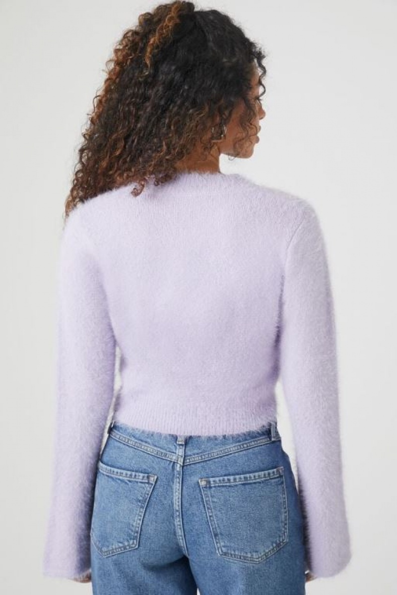 Suéteres Forever 21 Fuzzy Knit Cropped Mujer Moradas | CBfCO9YcOLa