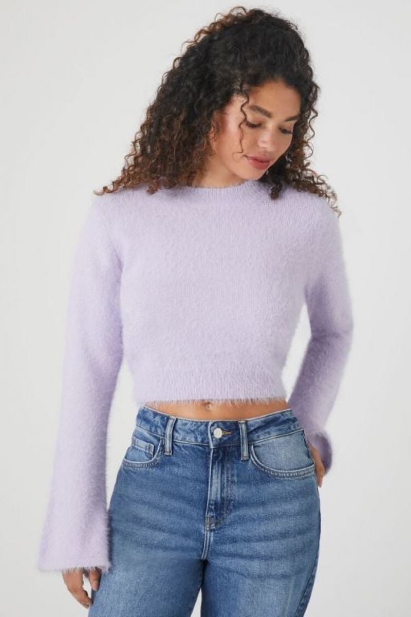 Suéteres Forever 21 Fuzzy Knit Cropped Mujer Moradas | CBfCO9YcOLa