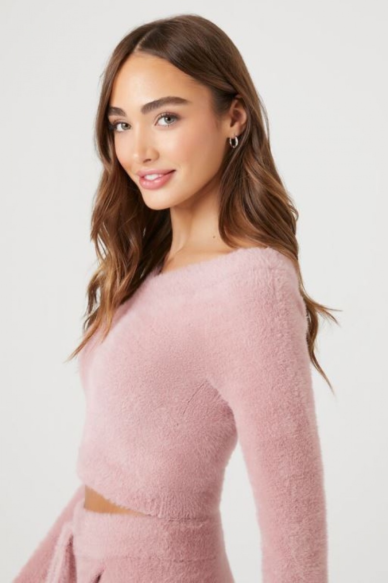 Suéteres Forever 21 Fuzzy Knit Cropped Mujer Moradas | icdhEQS3Zbk