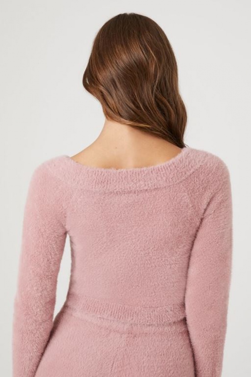 Suéteres Forever 21 Fuzzy Knit Cropped Mujer Moradas | icdhEQS3Zbk