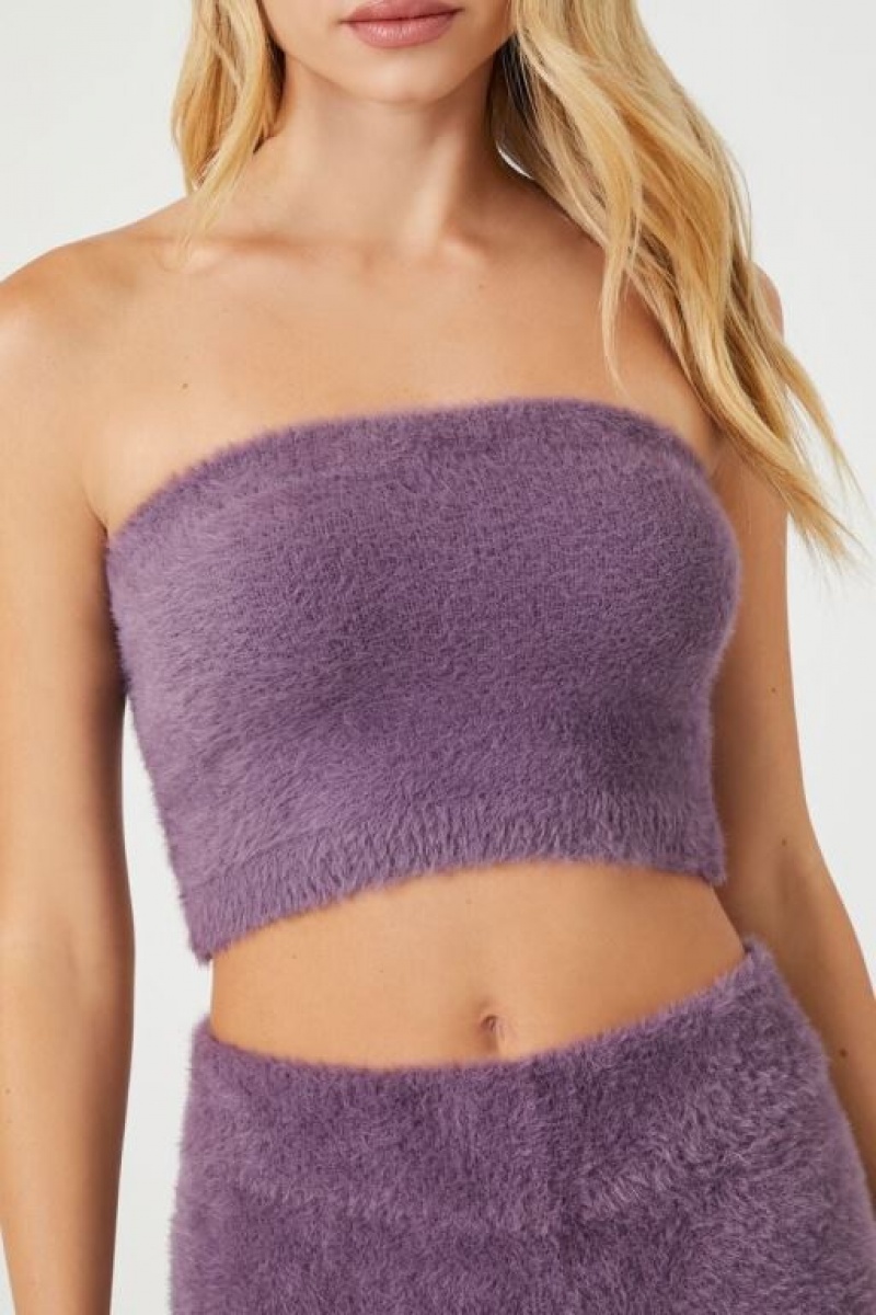 Suéteres Forever 21 Fuzzy Knit Tube Mujer Moradas | 2Dl8pSxklB4