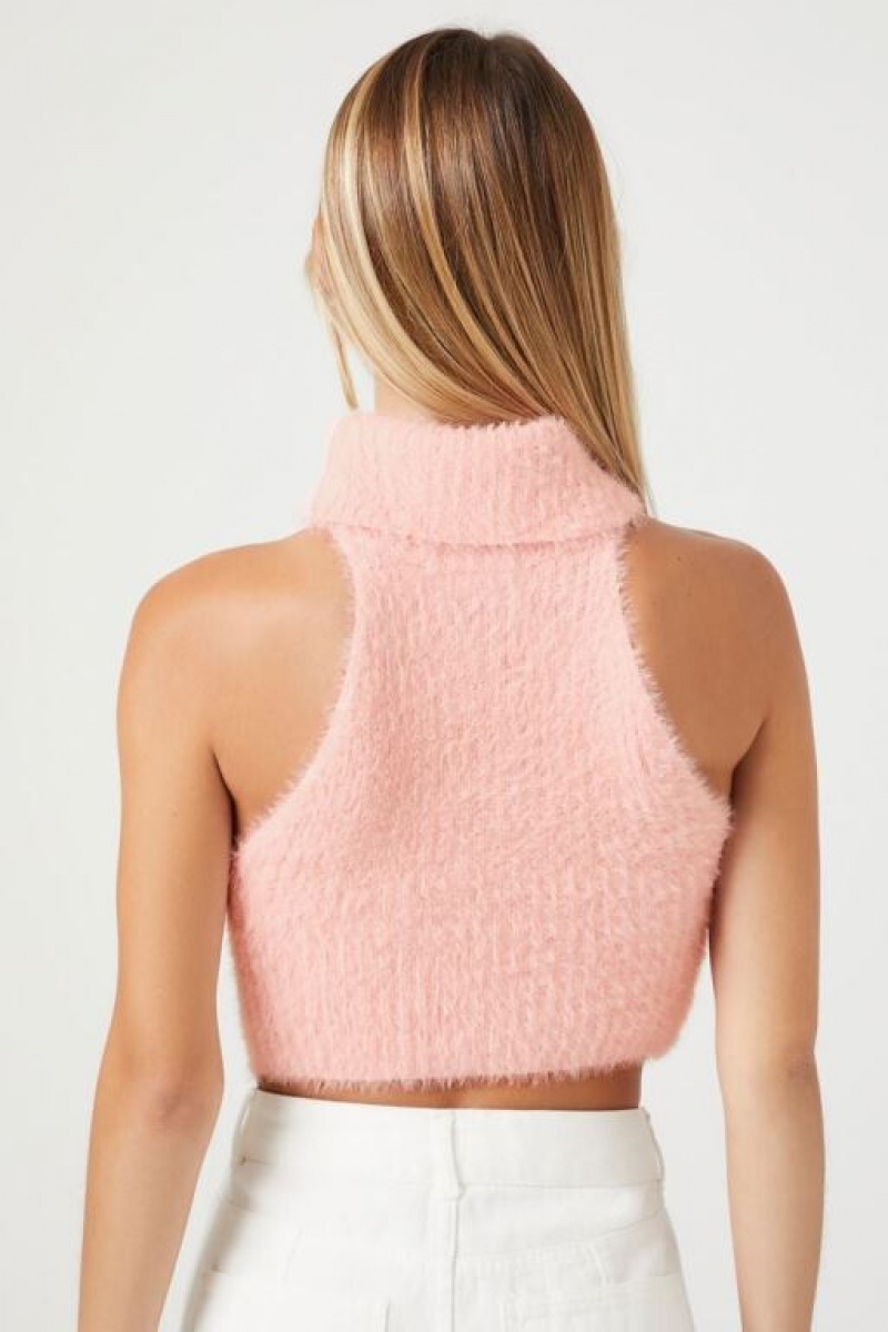 Suéteres Forever 21 Fuzzy Knit Turtleneck Crop Mujer Princess | 09u13JfaTT7