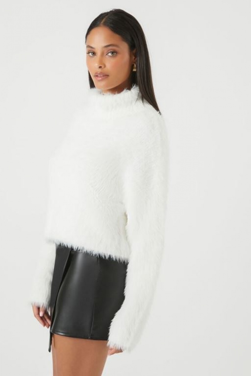 Suéteres Forever 21 Fuzzy Knit Turtleneck Mujer Blancas | kO0VfQEkmfh