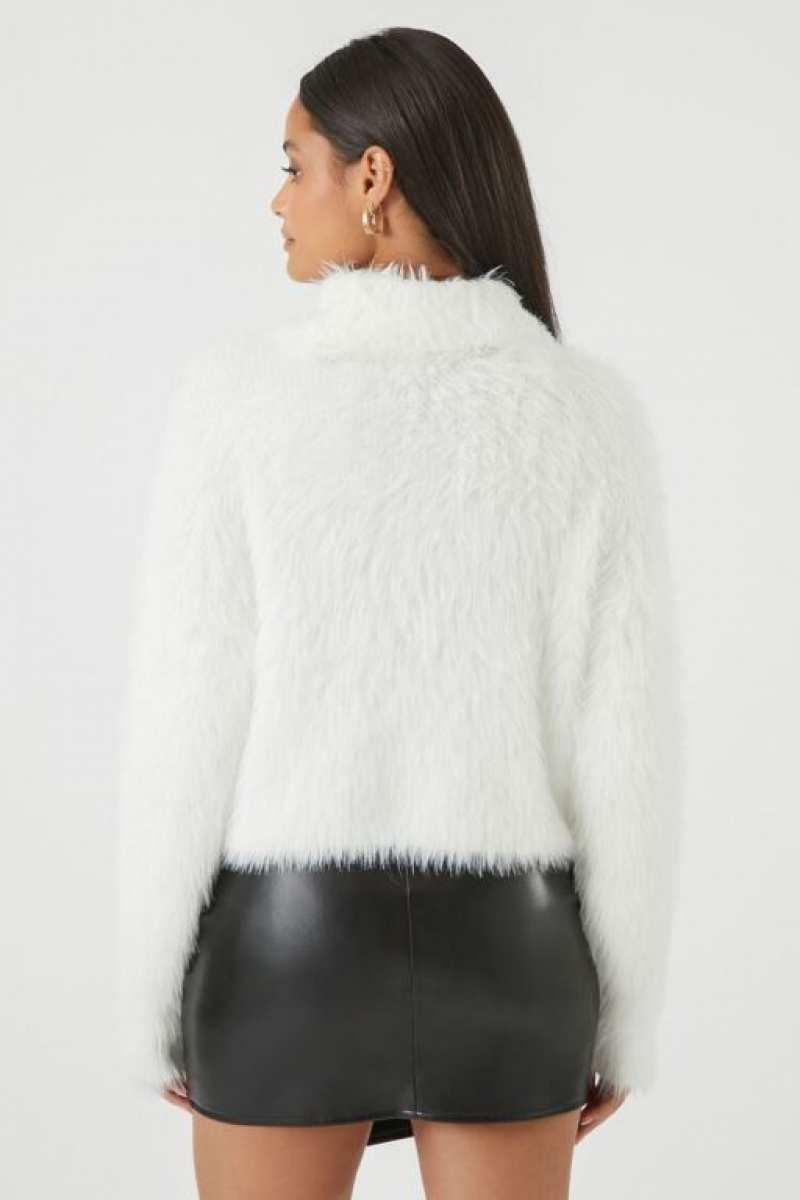 Suéteres Forever 21 Fuzzy Knit Turtleneck Mujer Blancas | kO0VfQEkmfh