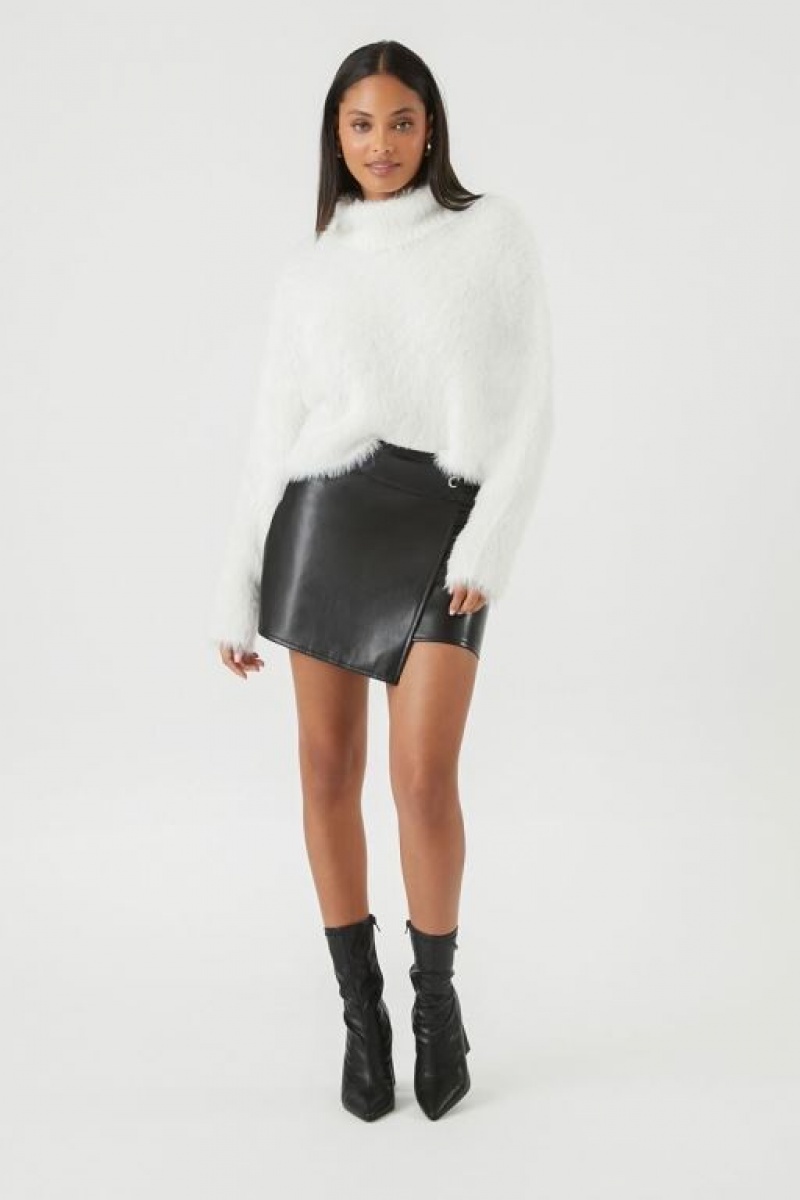 Suéteres Forever 21 Fuzzy Knit Turtleneck Mujer Blancas | kO0VfQEkmfh