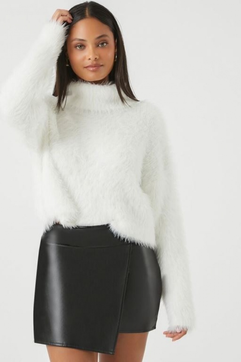 Suéteres Forever 21 Fuzzy Knit Turtleneck Mujer Blancas | kO0VfQEkmfh