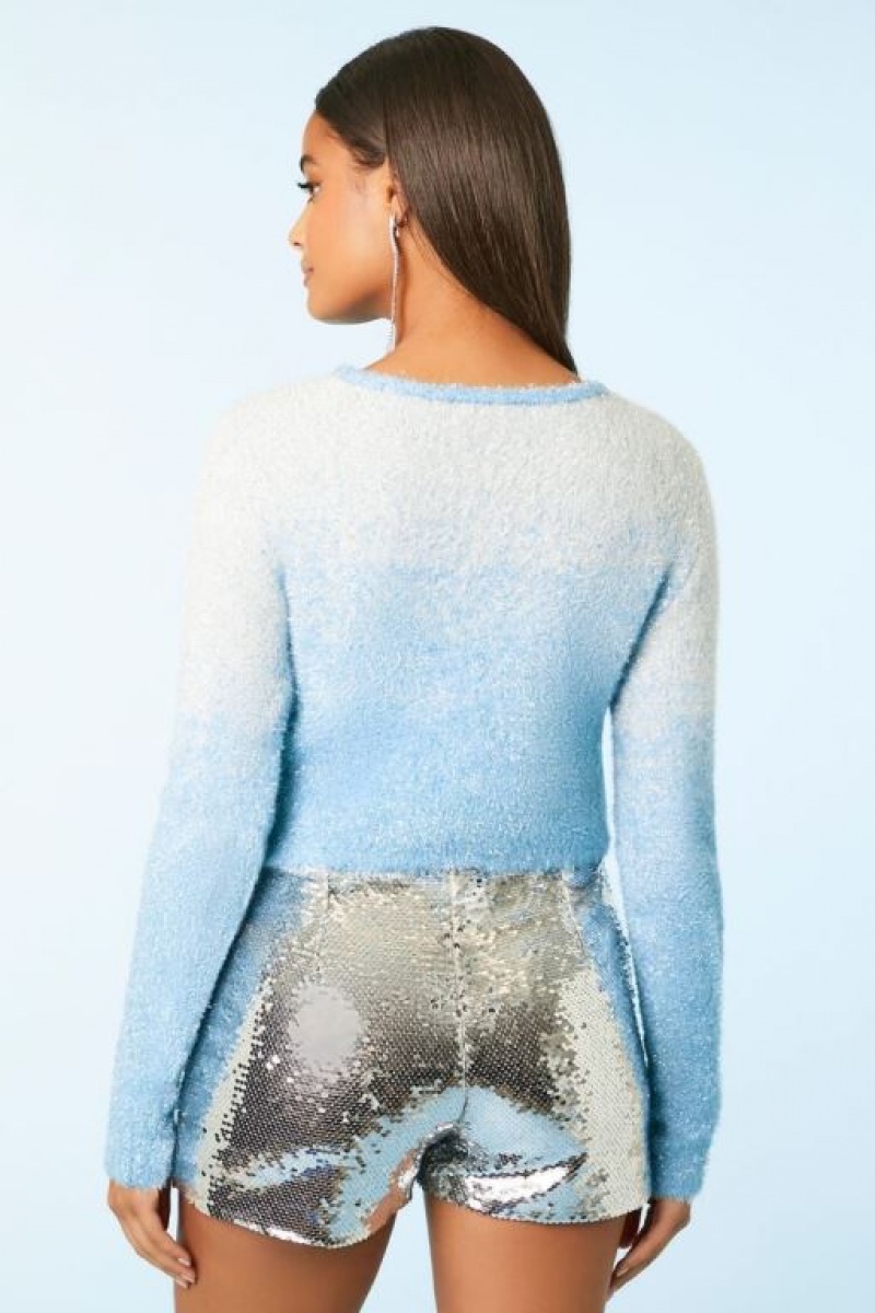 Suéteres Forever 21 Fuzzy Ombre Cropped Mujer Azules Multicolor | cq5IxJLzluK