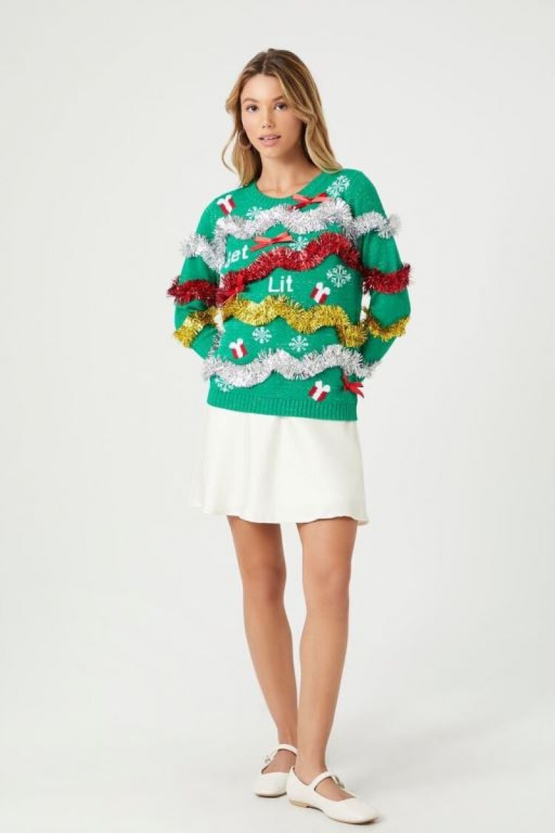 Suéteres Forever 21 Get Lit Christmas Mujer Verde Multicolor | tV2kgfbkyMS