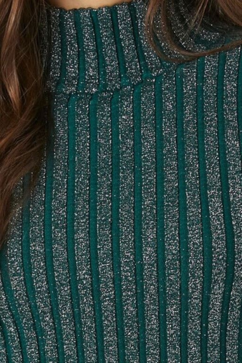 Suéteres Forever 21 Glitter Knit Turtleneck Mujer Turquesa | lzNk3nriz0F