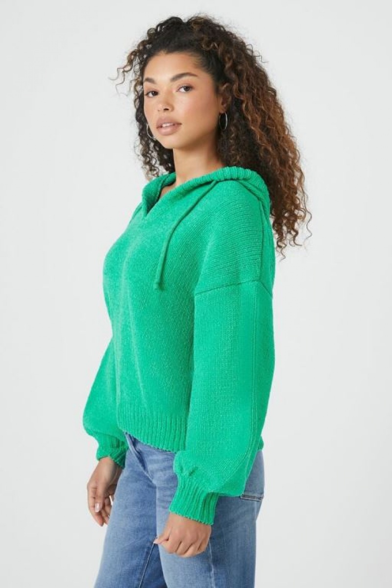 Suéteres Forever 21 Hooded Drop Sleeve Mujer Turquesa | zuA1X2xVnBg