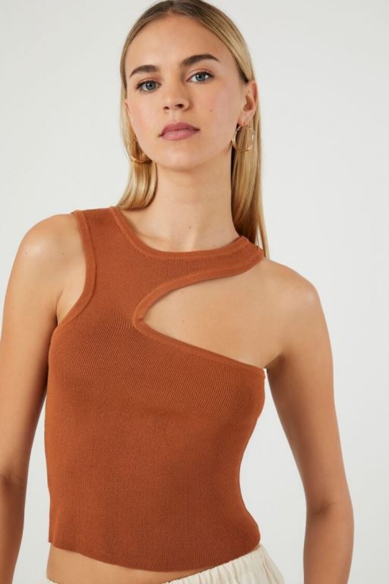 Suéteres Forever 21 Knit Cutout Tank Mujer Amber | uTCMWKXPlkN