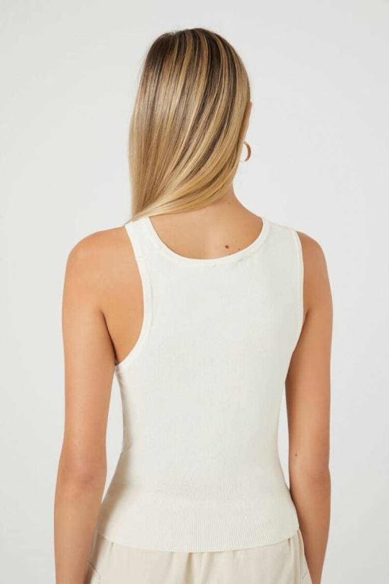 Suéteres Forever 21 Knit Cutout Tank Mujer Creme | 4lhfWtVi0YC