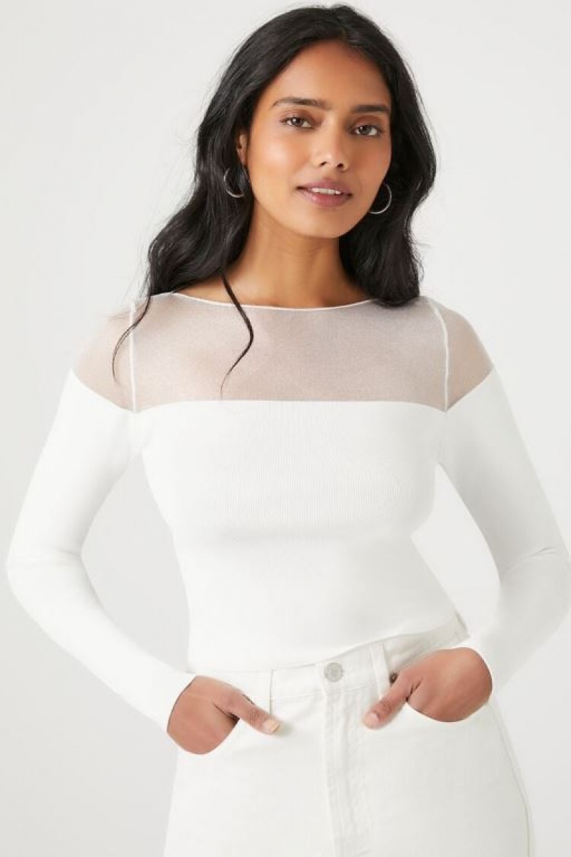 Suéteres Forever 21 Knit Illusion Crop Mujer Blancas | nsofKG1n6tJ