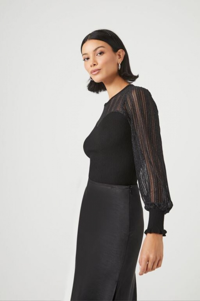 Suéteres Forever 21 Knit Illusion Mujer Negras | k5L2XqIQFYT