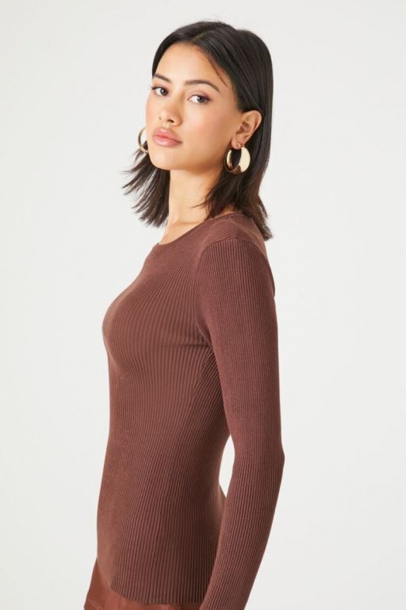 Suéteres Forever 21 Knit Long Sleeve Mujer Chocolate | fVQB8TMk5kc