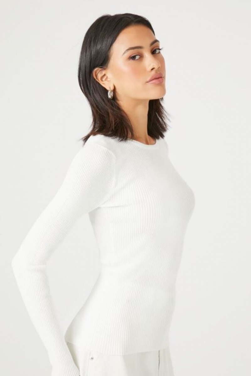 Suéteres Forever 21 Knit Long Sleeve Mujer Blancas | jXmJC3wopWY