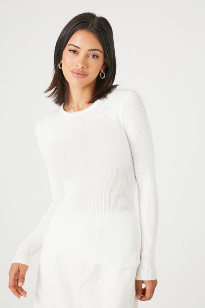 Suéteres Forever 21 Knit Long Sleeve Mujer Blancas | jXmJC3wopWY