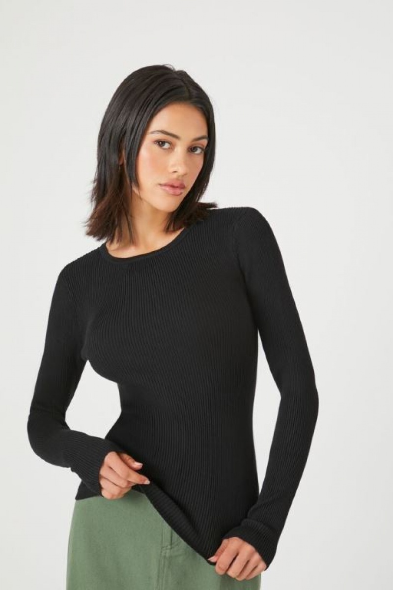 Suéteres Forever 21 Knit Long Sleeve Mujer Negras | 1fg6Z4Sucvx