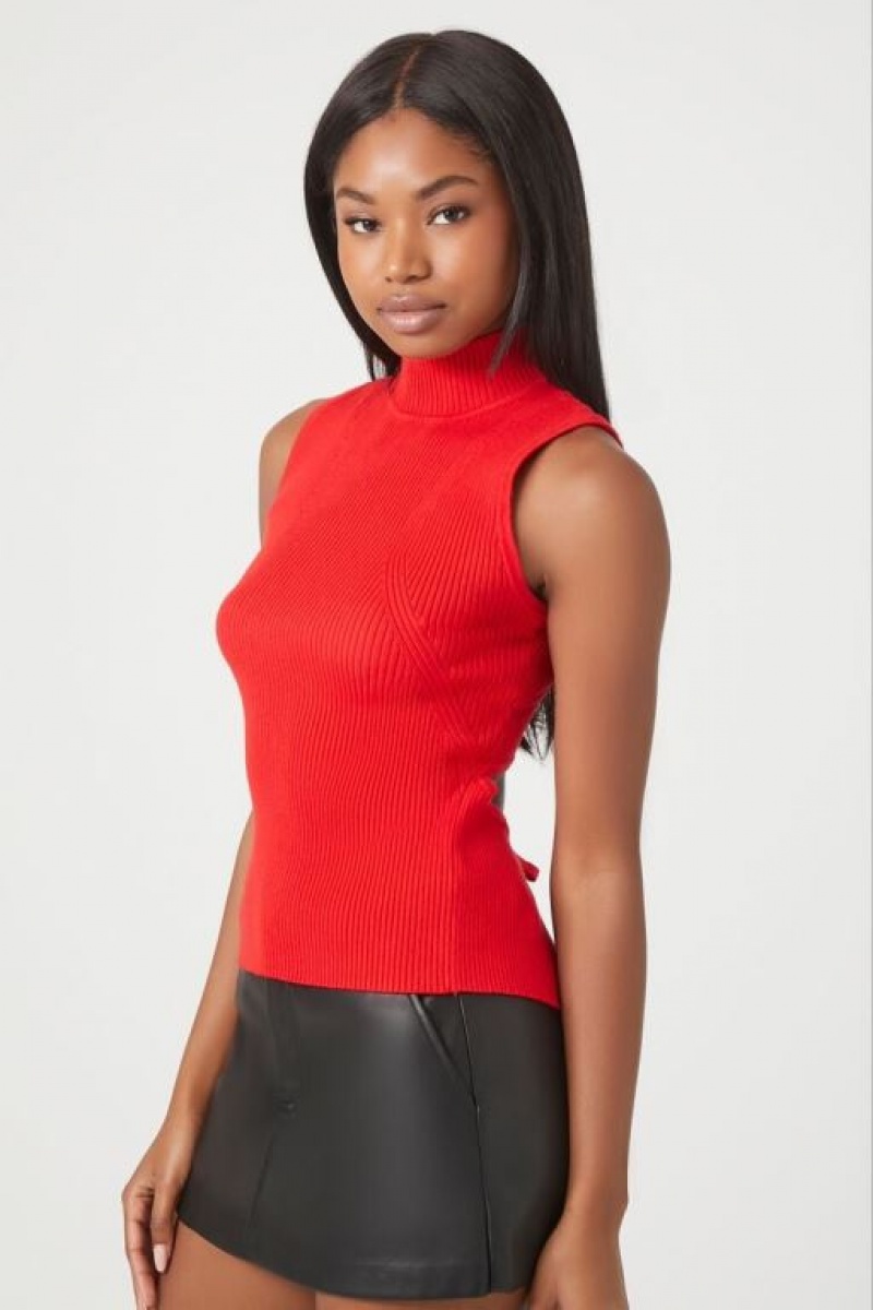 Suéteres Forever 21 Knit Mock Neck Mujer Rojas | 1KrwXwGbop1