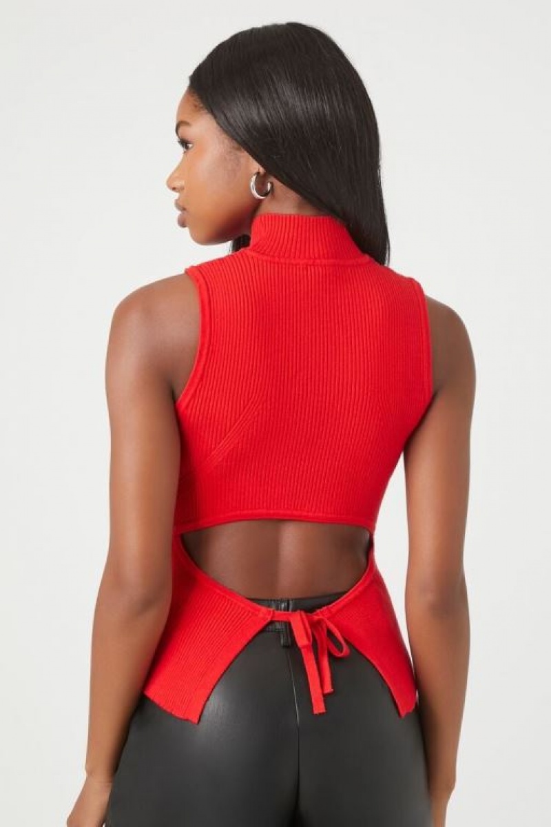 Suéteres Forever 21 Knit Mock Neck Mujer Rojas | 1KrwXwGbop1