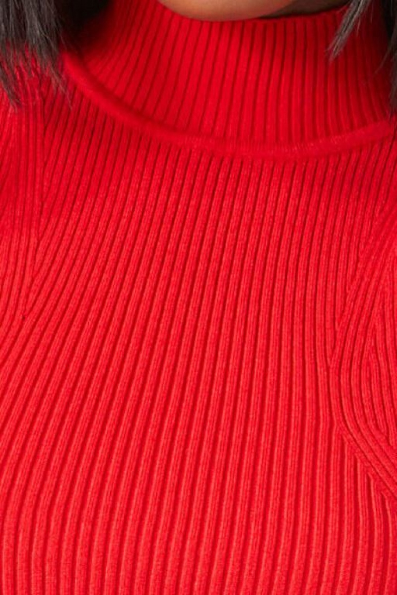 Suéteres Forever 21 Knit Mock Neck Mujer Rojas | 1KrwXwGbop1