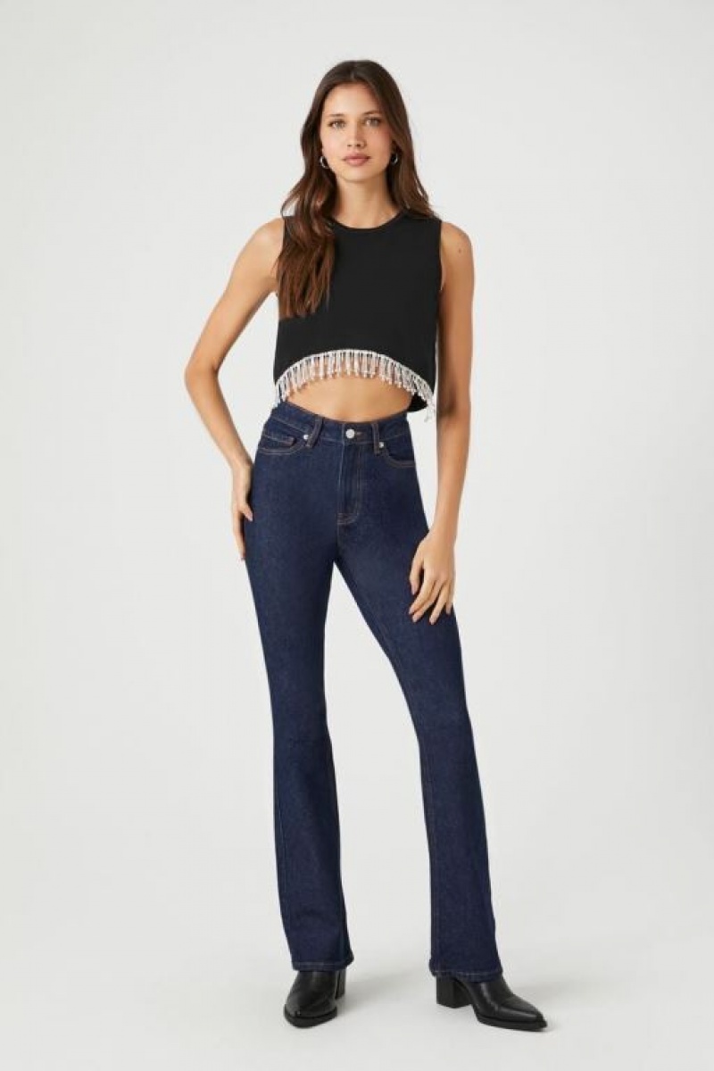 Suéteres Forever 21 Knit Rhinestone Crop Mujer Negras | 0EKYtTJDvo9