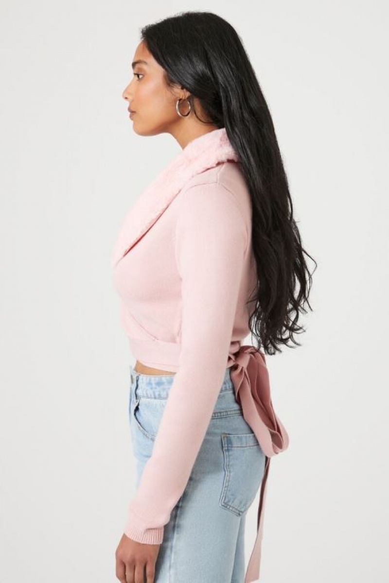 Suéteres Forever 21 Knit Wrap Crop Mujer Rosas | UaPjRiqXCrq